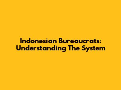 Indonesian Bureaucrats: Understanding The System