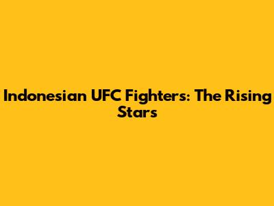 Indonesian UFC Fighters: The Rising Stars