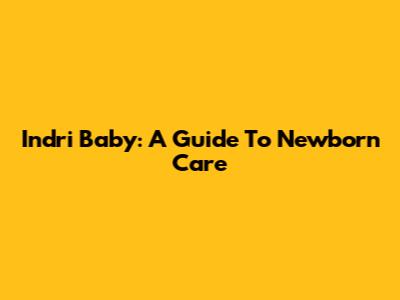 Indri Baby: A Guide To Newborn Care