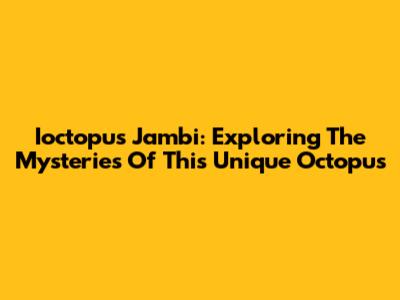 Ioctopus Jambi: Exploring The Mysteries Of This Unique Octopus