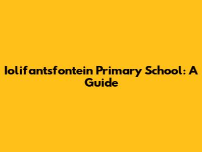Iolifantsfontein Primary School: A Guide