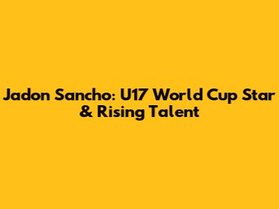 Jadon Sancho: U17 World Cup Star & Rising Talent