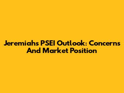 Jeremiah's PSEI Outlook: Concerns And Market Position