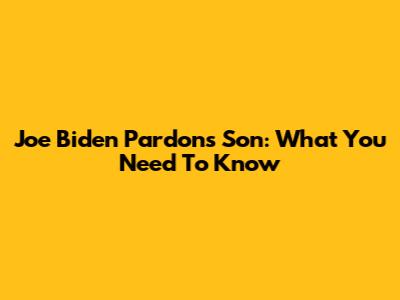Joe Biden Pardons Son: What You Need To Know
