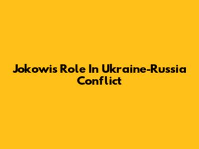 Jokowi's Role In Ukraine-Russia Conflict