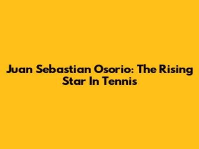 Juan Sebastian Osorio: The Rising Star In Tennis