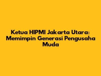Ketua HIPMI Jakarta Utara: Memimpin Generasi Pengusaha Muda