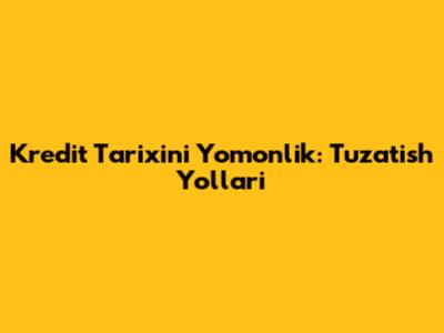 Kredit Tarixini Yomonlik: Tuzatish Yo'llari
