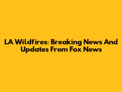 LA Wildfires: Breaking News And Updates From Fox News