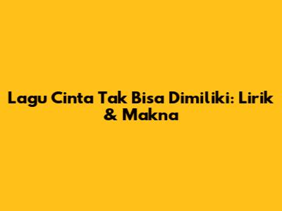 Lagu Cinta Tak Bisa Dimiliki: Lirik & Makna