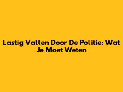 Lastig Vallen Door De Politie: Wat Je Moet Weten