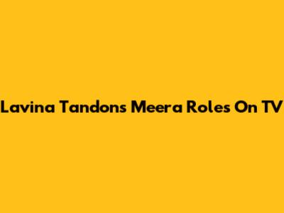 Lavina Tandon's Meera Roles On TV
