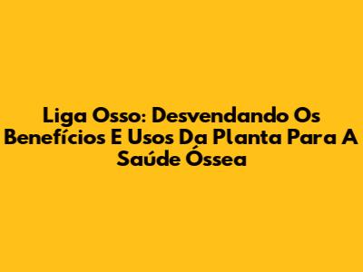 Liga Osso: Desvendando Os Benefícios E Usos Da Planta Para A Saúde Óssea