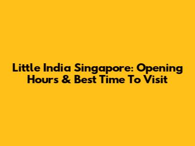 Little India Singapore: Opening Hours & Best Time To Visit