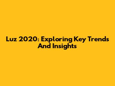 Luz 2020: Exploring Key Trends And Insights