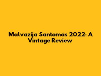 Malvazija Santomas 2022: A Vintage Review