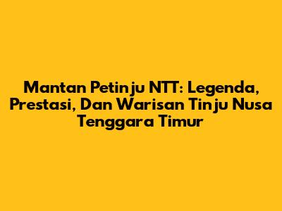 Mantan Petinju NTT: Legenda, Prestasi, Dan Warisan Tinju Nusa Tenggara Timur