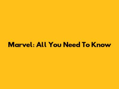 Marvel: All You Need To Know