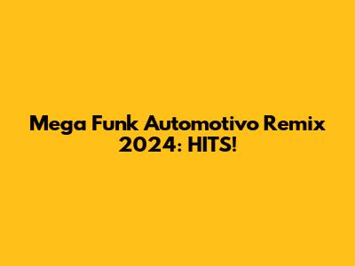 Mega Funk Automotivo Remix 2024: HITS!