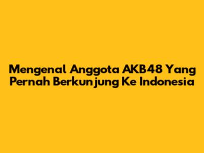 Mengenal Anggota AKB48 Yang Pernah Berkunjung Ke Indonesia