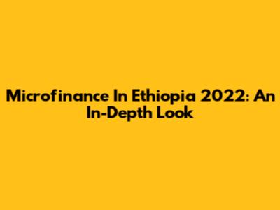 Microfinance In Ethiopia 2022: An In-Depth Look