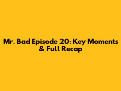 Mr. Bad Episode 20: *Key Moments* & Full Recap