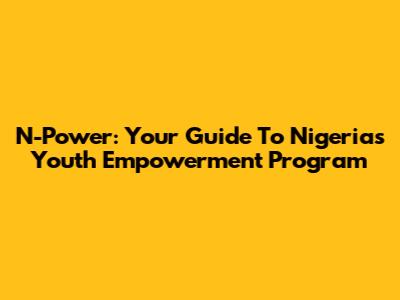 N-Power: Your Guide To Nigeria's Youth Empowerment Program