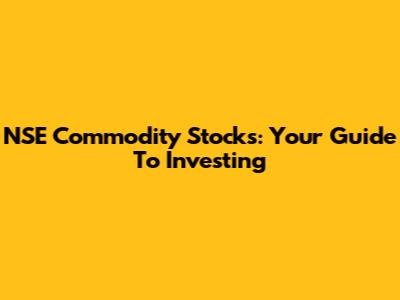 NSE Commodity Stocks: Your Guide To Investing