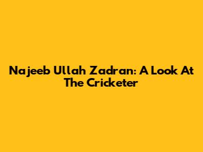 Najeeb Ullah Zadran: A Look At The Cricketer