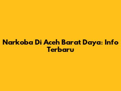 Narkoba Di Aceh Barat Daya: Info Terbaru