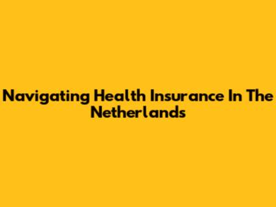 Navigating Health Insurance In The Netherlands
