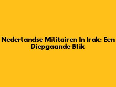 Nederlandse Militairen In Irak: Een Diepgaande Blik