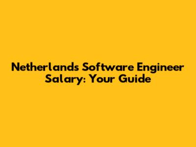 Netherlands Software Engineer Salary: Your Guide