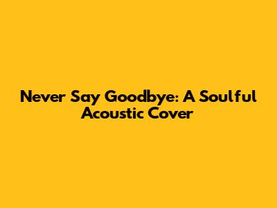 Never Say Goodbye: A Soulful Acoustic Cover