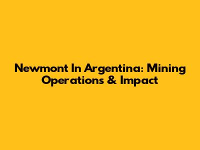 Newmont In Argentina: Mining Operations & Impact