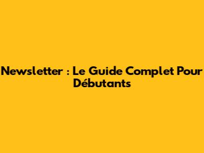 Newsletter : Le Guide Complet Pour Débutants