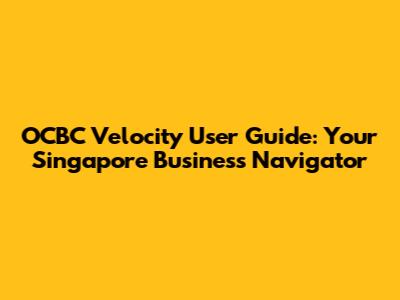 OCBC Velocity User Guide: Your Singapore Business Navigator