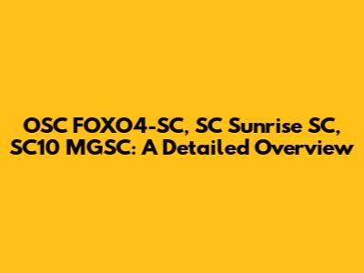 OSC FOXO4-SC, SC Sunrise SC, SC10 MGSC: A Detailed Overview