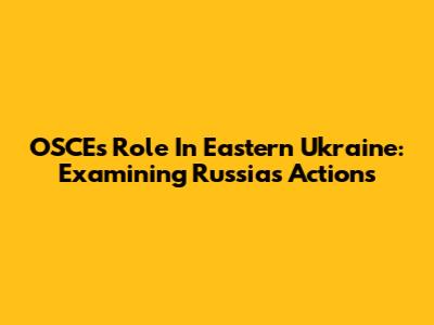 OSCE's Role In Eastern Ukraine: Examining Russia's Actions