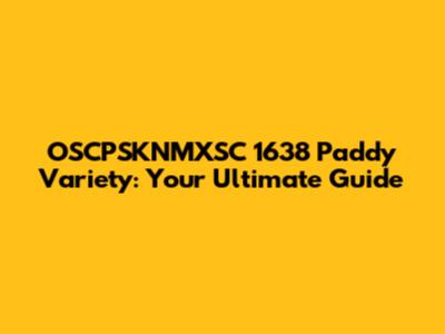 OSCPSKNMXSC 1638 Paddy Variety: Your Ultimate Guide