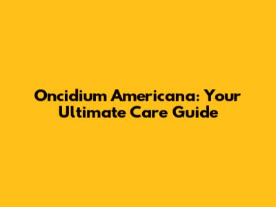 Oncidium Americana: Your Ultimate Care Guide