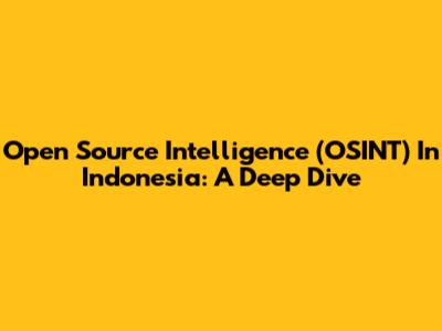Open Source Intelligence (OSINT) In Indonesia: A Deep Dive