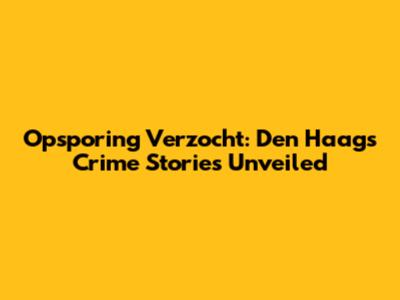 Opsporing Verzocht: Den Haag's Crime Stories Unveiled
