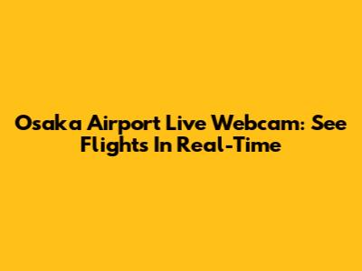 Osaka Airport Live Webcam: See Flights In Real-Time