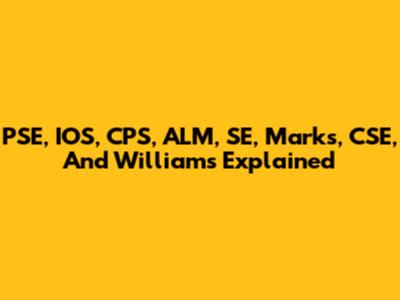 PSE, IOS, CPS, ALM, SE, Marks, CSE, And Williams Explained