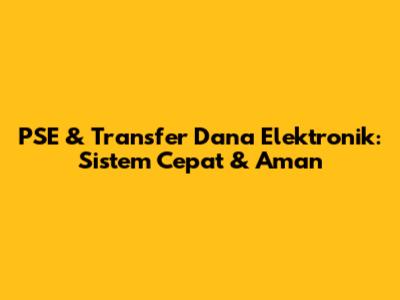 PSE & Transfer Dana Elektronik: Sistem Cepat & Aman