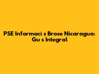 PSE Informaci
s Brose Nicaragua: Gu
s Integral