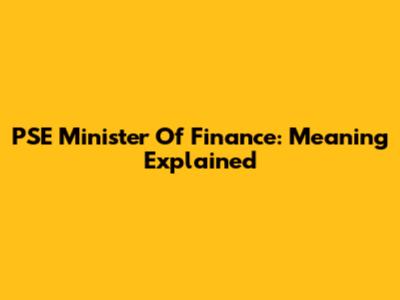 PSE Minister Of Finance: Meaning Explained
