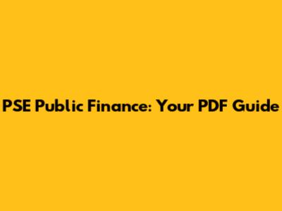 PSE Public Finance: Your PDF Guide