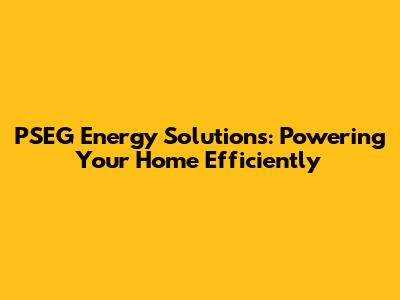 PSEG Energy Solutions: Powering Your Home Efficiently
